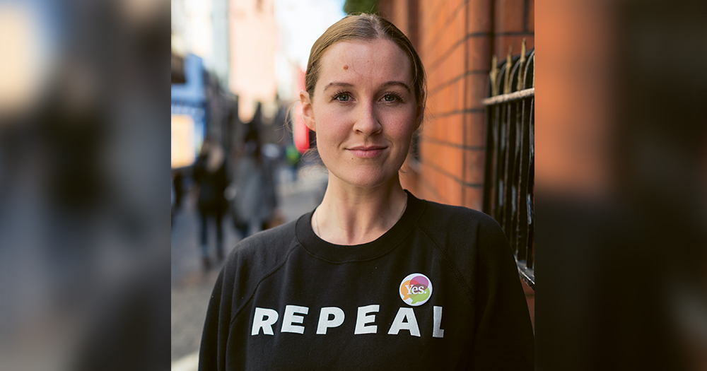 anna cosgrave wearing her infamous repeal jumper
