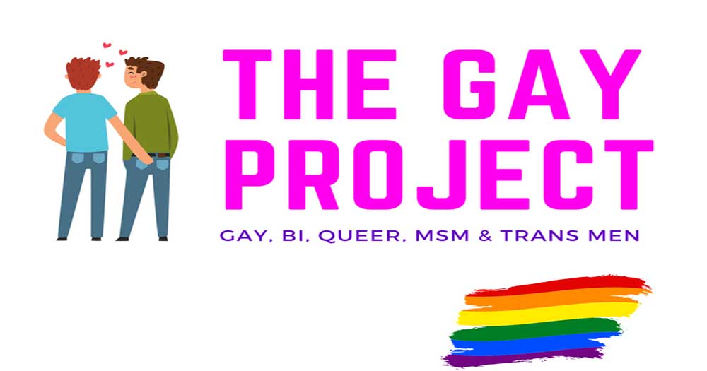 Animated logo for The Cork Gay Project featuring a male couple holding hands
