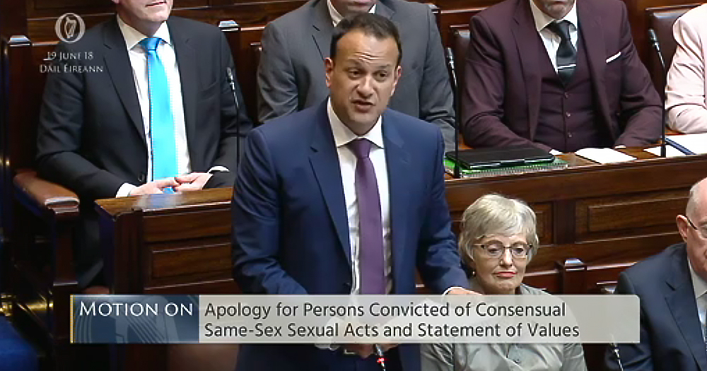 Leo Varadkar apologising to those who were convicted for being gay in Ireland in Leinster House