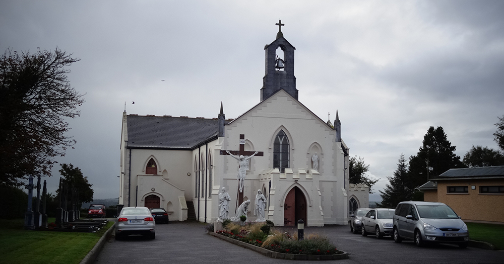 Exterior of St Bartholomew’s church in Kildorrery where a priest who was caught on video performing a sex act with another man on the altar