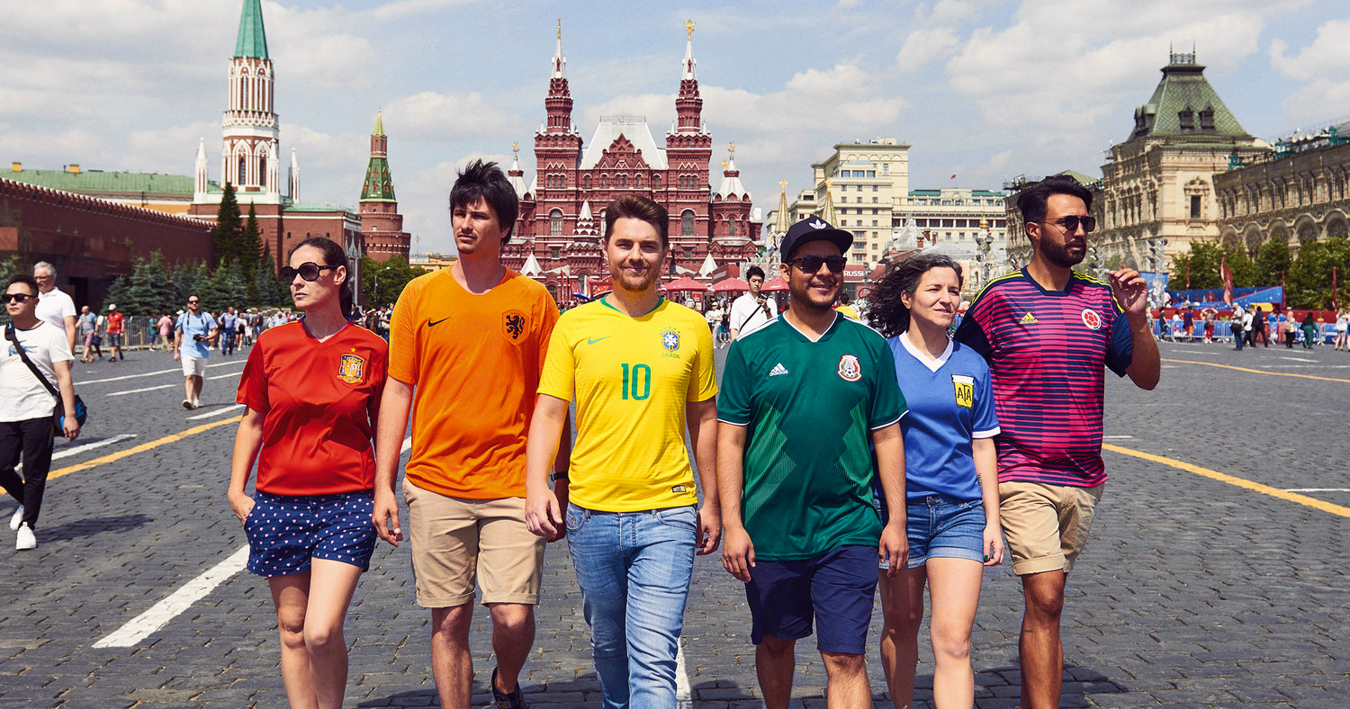 LGBT activists wear Rainbow jerseys in Russia