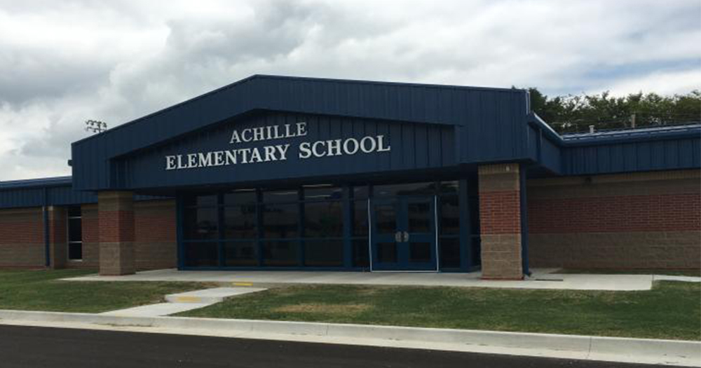 The exterior of Achille Elementary School in Oklahoma which the 12 year-old trans student attends