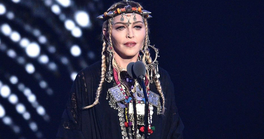 Madonna during her tribute speech to Aretha Franklin