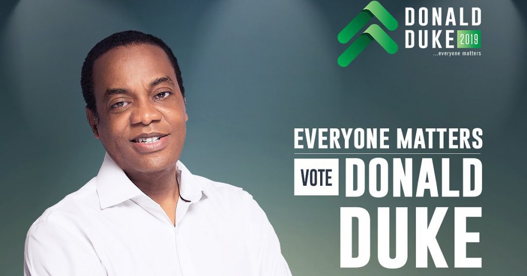 Nigerian presidential candidate Donald Duke's election poster