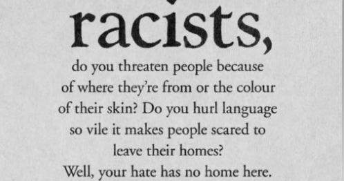 The text of the billboard addressing racism.