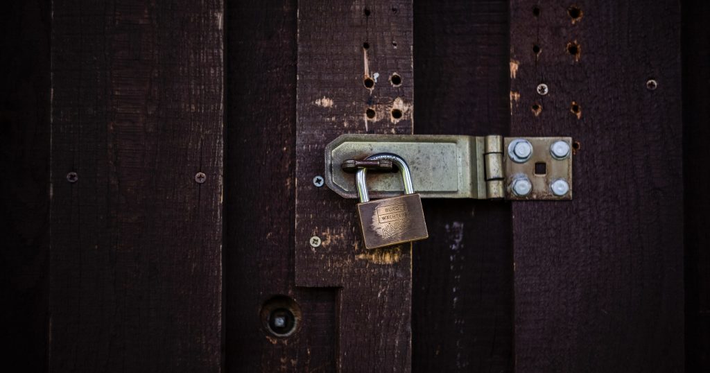 Image of a locked door. A 17 year-old girl was imprisoned by her own family for one year.