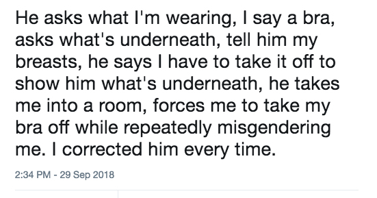 The woman's tweet detailing her experience at airport security.