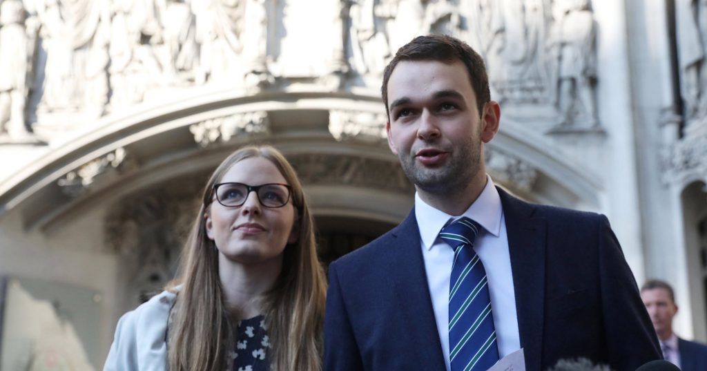 gay cake bakery owners putside the supreme court after their win