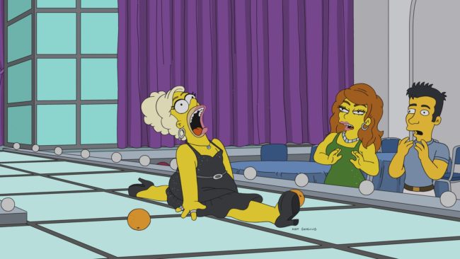 Homer doing the splits dressed in drag in new RuPaul Simpsons episode
