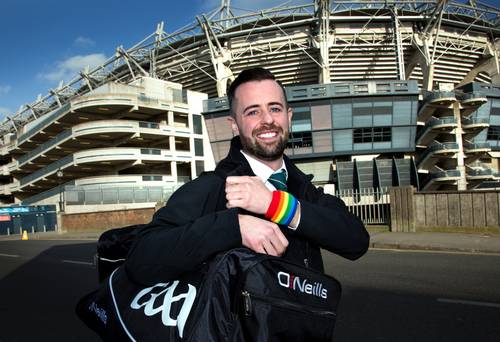 Inter County ref David Gough sporting a rainbow wristband outside Croke Park ahead of Marriage Equality referendum in 2015