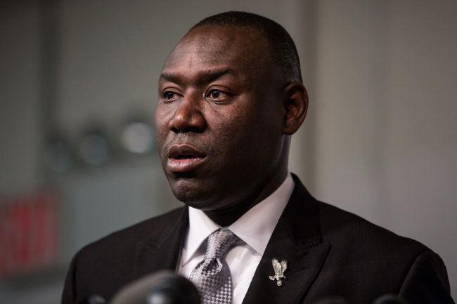 Civil rights lawyer Benjamin Crump talking to the press