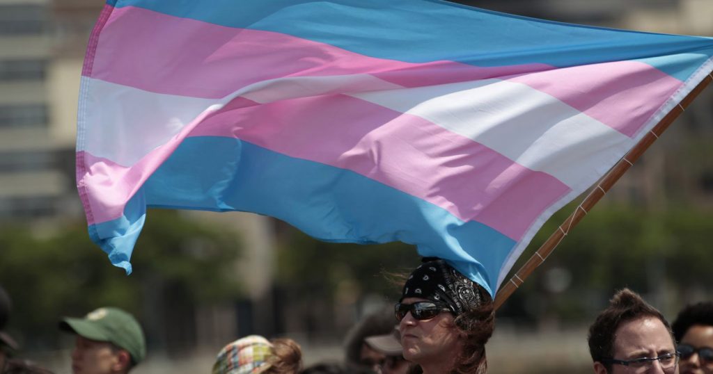Transgender flag being flown to represent trans awareness week.