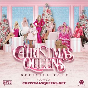A promotional image for the Christmas Queens tour featuring seven of the Ru Paul's Drag Race contestants dressed in seasonal attire