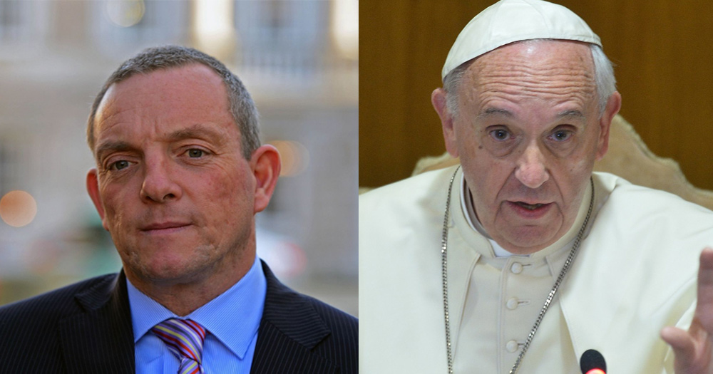 Gay clergy comments made by Pope Francis (right) anger Fine gael TD Jerry Buttimer (left).