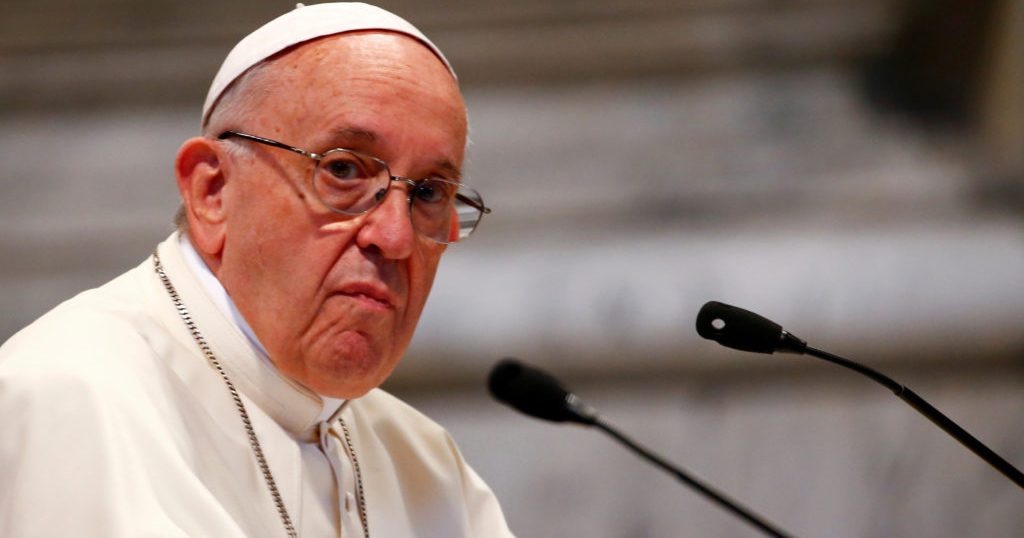 Image of Pope Francis addressing his clergy.