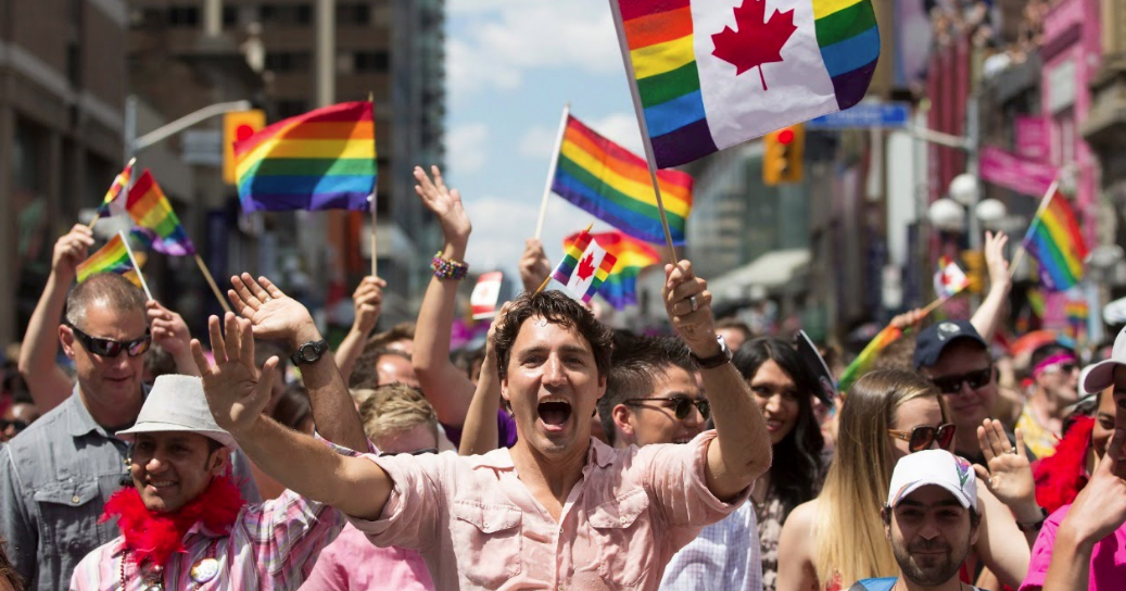 Justin Tudeau and others celebrate Pride on Canada's streets.