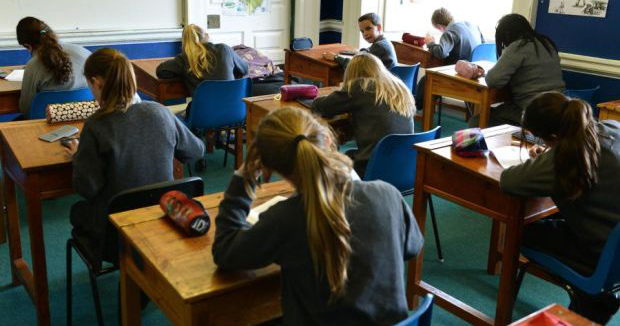 Students in a classroom in Ireland.