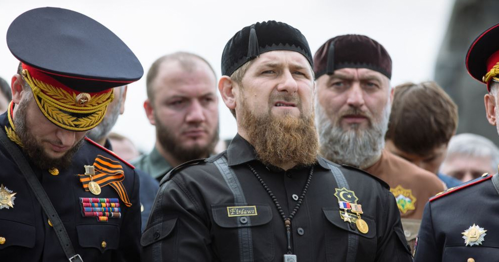 Chechen leader Ramzan Kadyrov and other members of the military