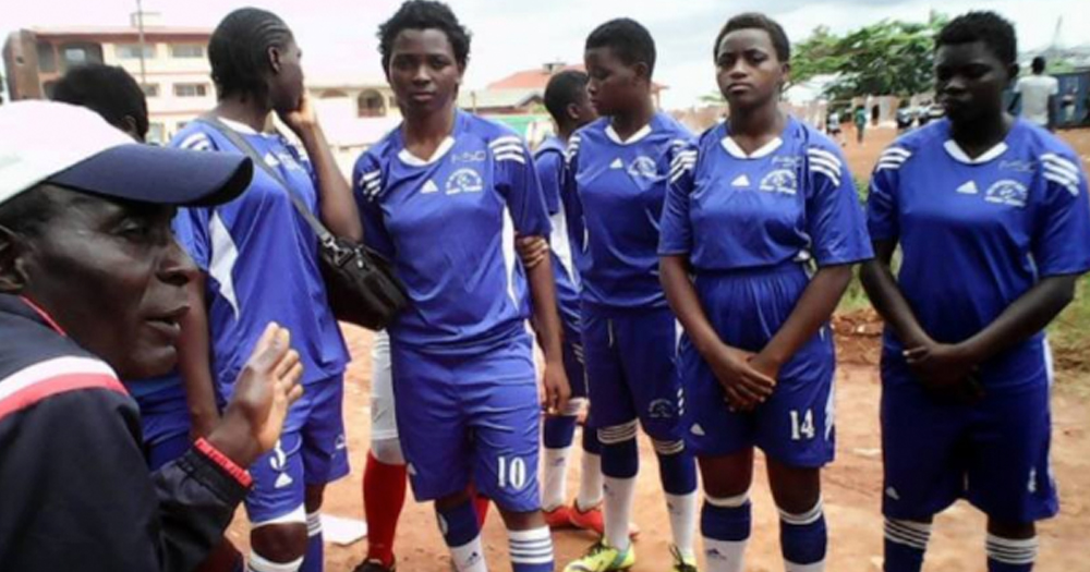 Stenie and her teammates at the football club.