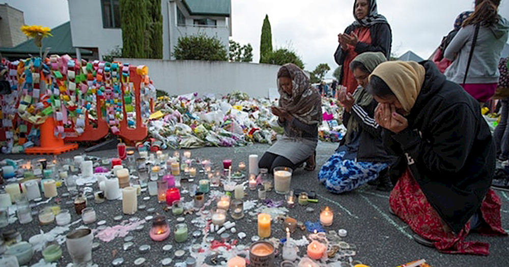 Demonstrators mourning the New Zealand attacks against which Calling All Allies are taking a stand