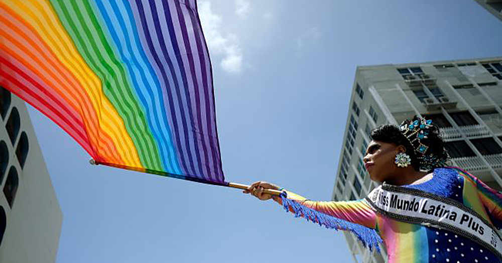 People take part in the annual Gay Pride parade in San Juan, Puerto Rico, on June 3, 2018