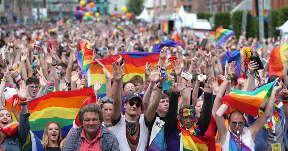 Crowd at Dublin Pride. This year's Festival theme is Rainbow Revolution