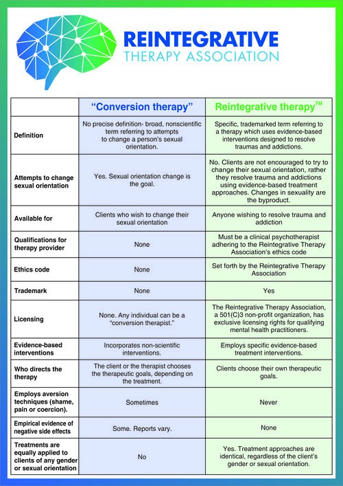 A graphic explaining the forms of conversion therapy used by practitioners to evade legal bans