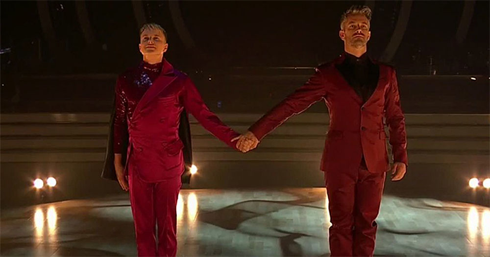 Courtney Act and her partner in their Dancing With The Stars Performance