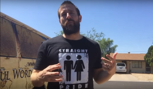 Pastor Steven Anderson wearing a Straight Pride t-shirt