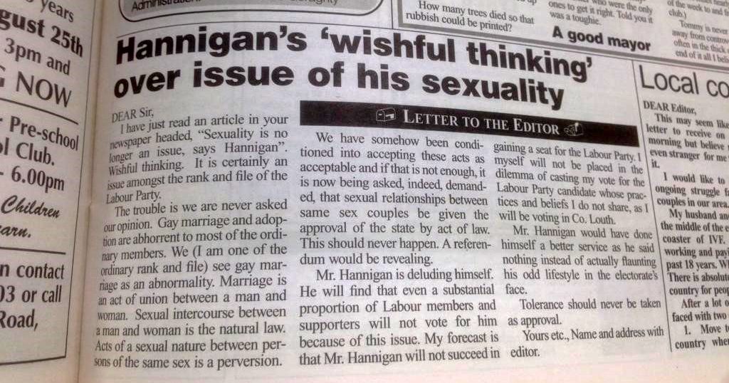 local newspaper in Ireland reporting on Dominic Hannigan 