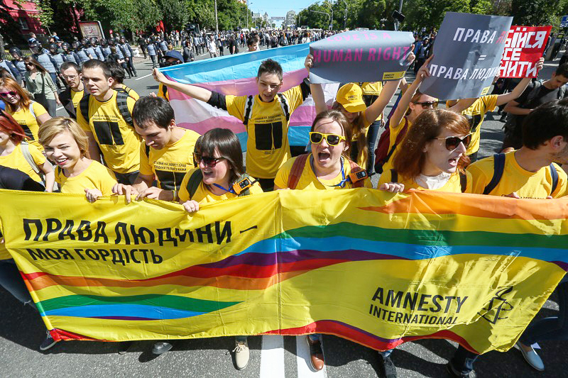Amnesty International demonstration held in Ukraine, home of LGBT+ activist Natalina