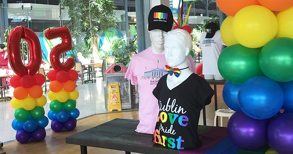 manicans wearing official pride march in pop-up shop