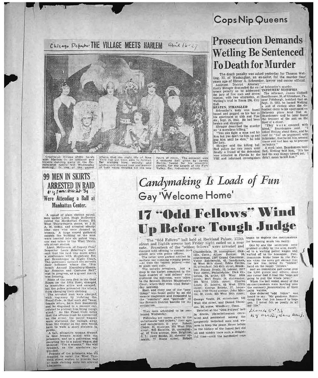 old newspaper depicts queer life and events