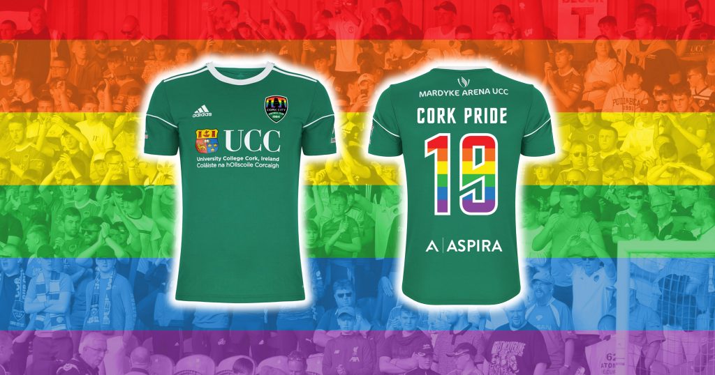 Cork City FC will wear these rainbow-numbered t-shirts at a match on August 2nd to show solidarity with the LGBT+ community