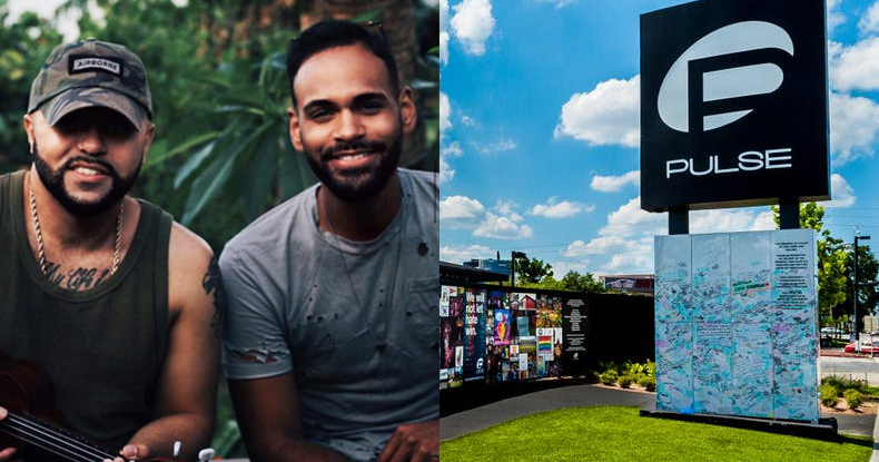 Left: "Ex-gay" Pulse shooting survivors Luis Javier Ruiz and Angel Colon, Right: Pulse nightclub, Orlando