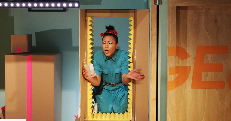 Travis Alabanza in their show BURGERZ