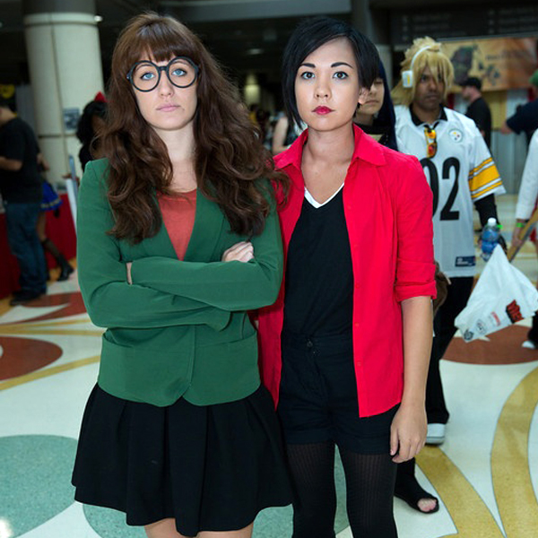 Two women dressed up as Daria and Jane