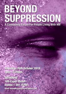 Poster for Beyond Suppression featuring a close up of a man's eye