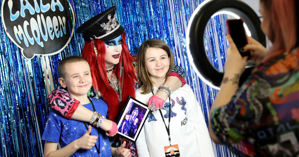 Laila McQueen with young fans at DragCon UK, she has recently spoken about Drag Story Time