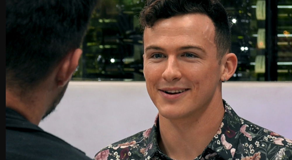 Cork man, Shane, wearing a floral shirt on First Dates, where he spoke about being diagnosed with HIV