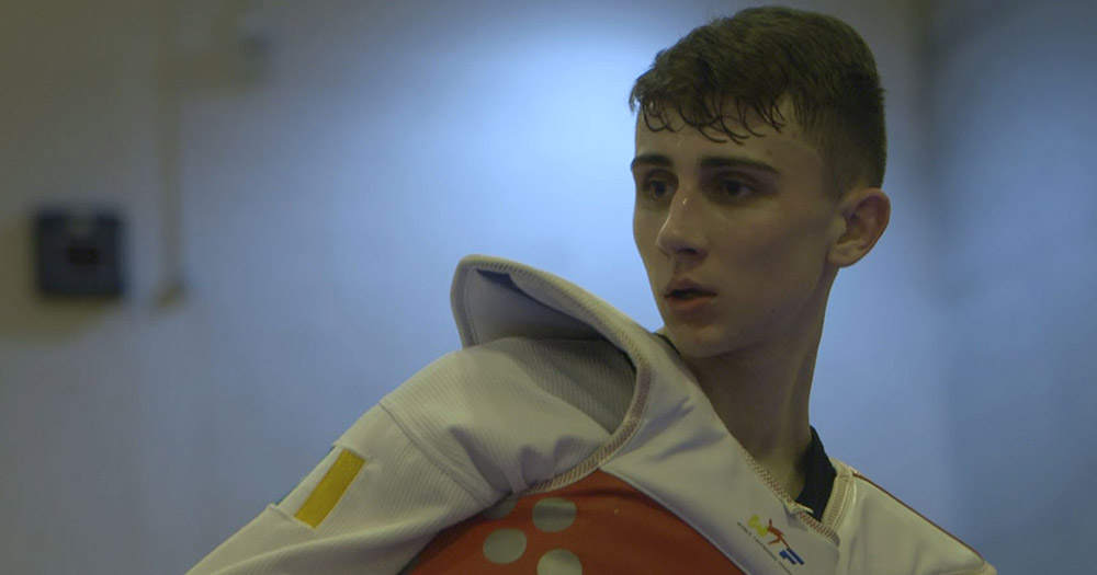 Irish Olympic hopeful, Jack Woolley, doing Taekwondo in a still of RTE documentary Road to Rio