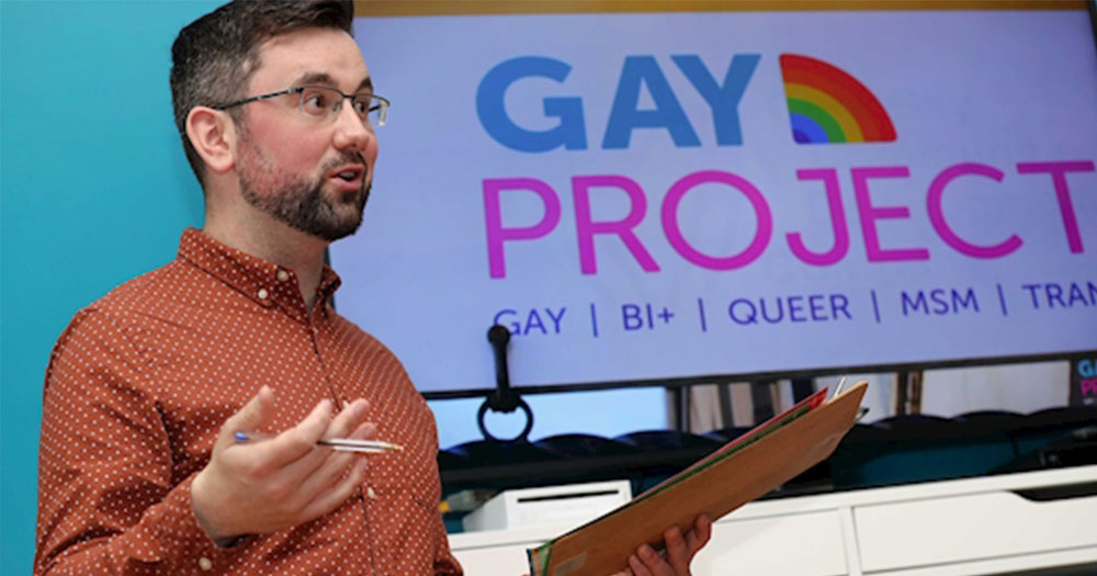 Padraig Rice speaking at a Gay Project talk, he speaks about his petition to bring PrEP to Cork