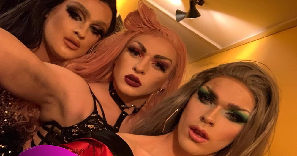 The three main queen from the Haus of W.I.G taking a selfie
