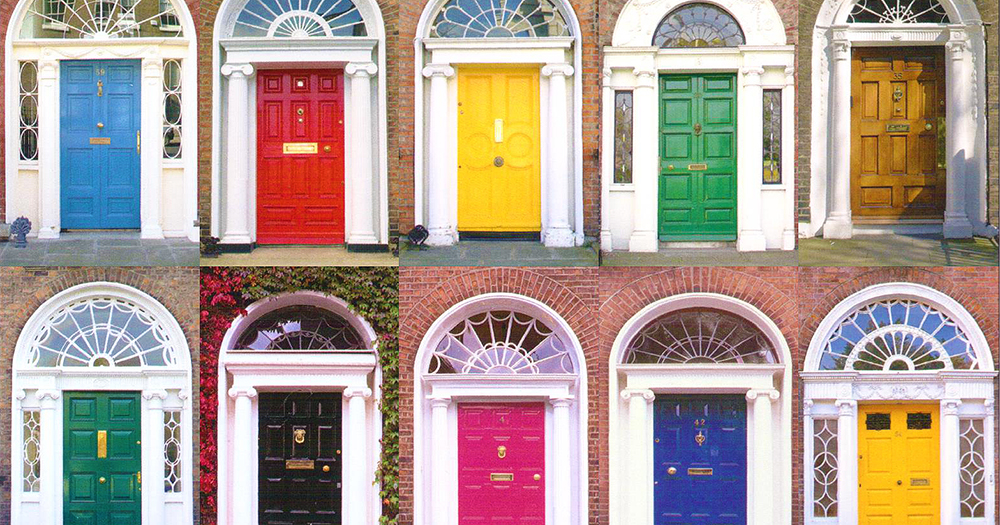 LGBT+ housing crisis : a series of multicoloured doors in Dublin