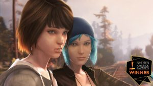 A computer animated image of two young women dressed in grunge style clothing