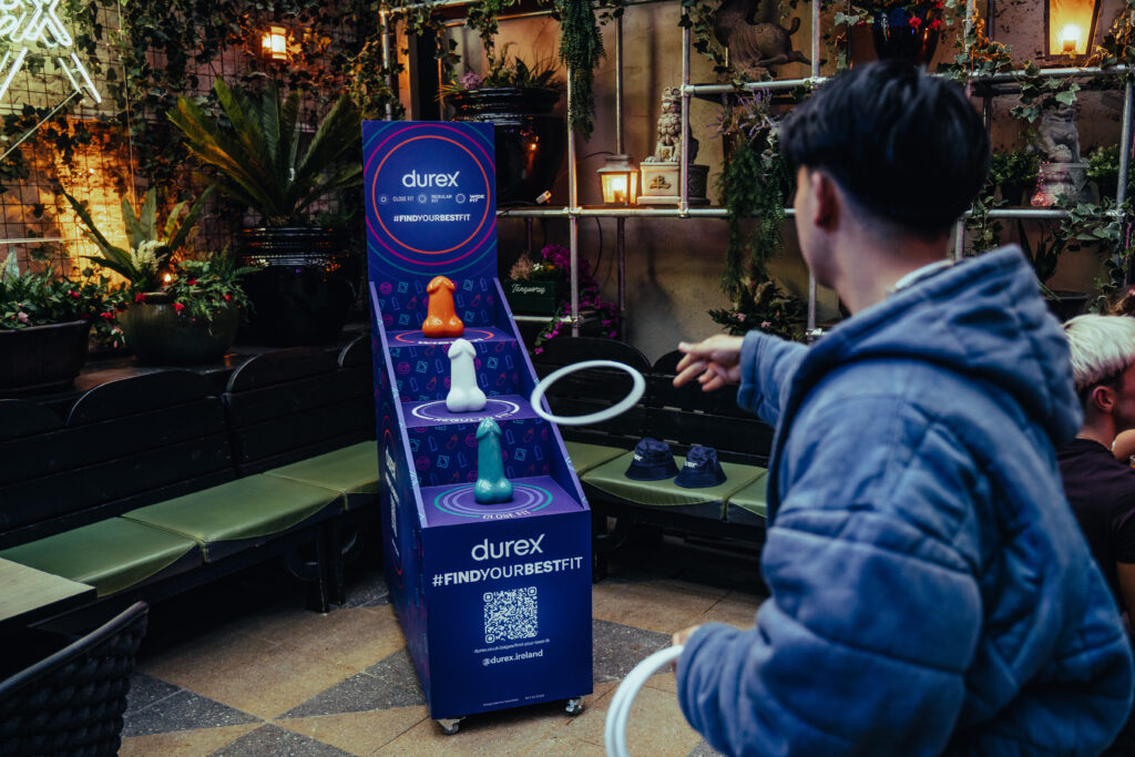 Penis ring toss game at Durex campaign launch.