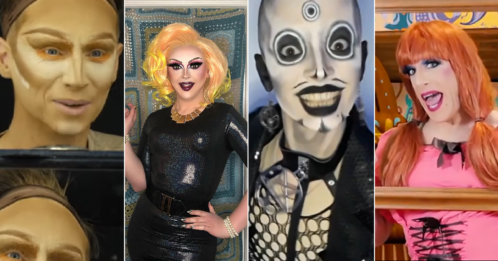 Split screen of lots of different drag artists