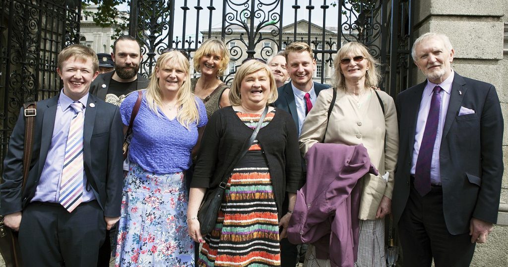 Trans Activists assembled outside the Dail