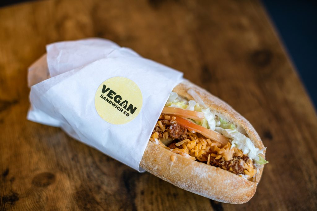 a vegan sandwich co chick*n fillet roll