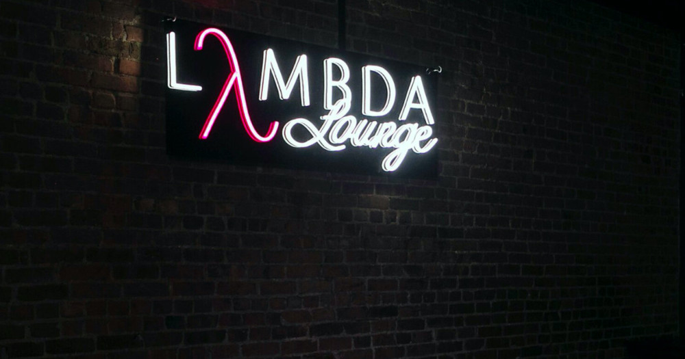 Neon sign of Lambda Lounge, the second Black owned LGBTQ+ bar in NYC